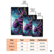 Purple octopus marine floor carpet displayed in cozy living room interior - thumbnail image 6 of 7