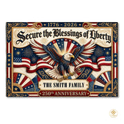 Custom Family Name Doormat with Patriotic Hunting Art