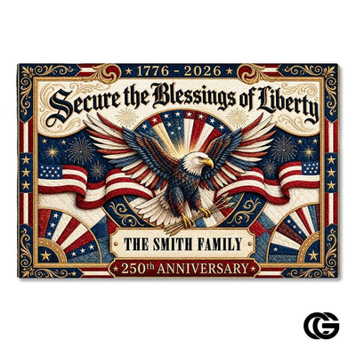 Custom Family Name Doormat with Patriotic Hunting Art