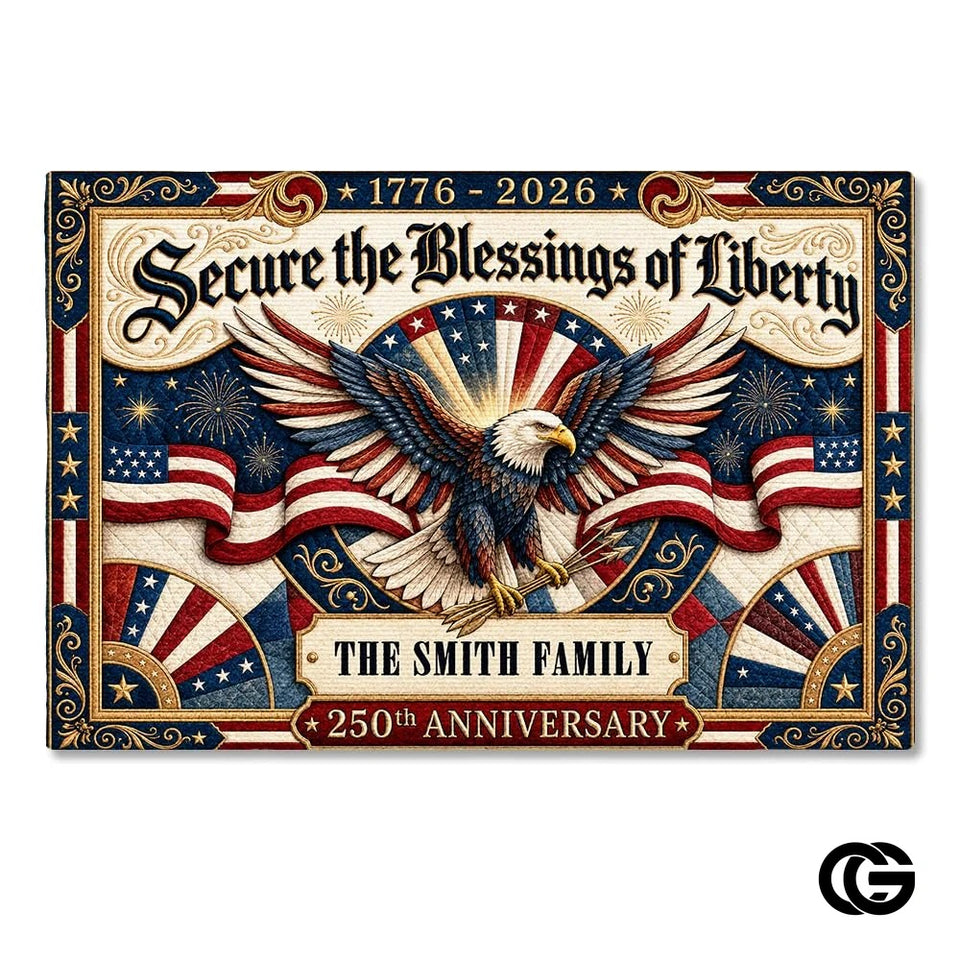 Custom Family Name Doormat with Patriotic Hunting Art