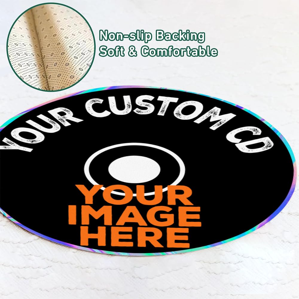 Personalized Vinyl Record Rug with Photo and Song Name