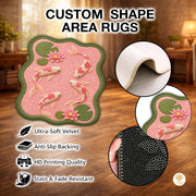 Custom Koi Fish Shaped Area Rug for Bedroom and Living Room
