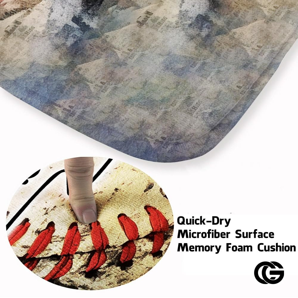 Custom Baseball Area Rug with Vintage Pattern and Non Slip Backing