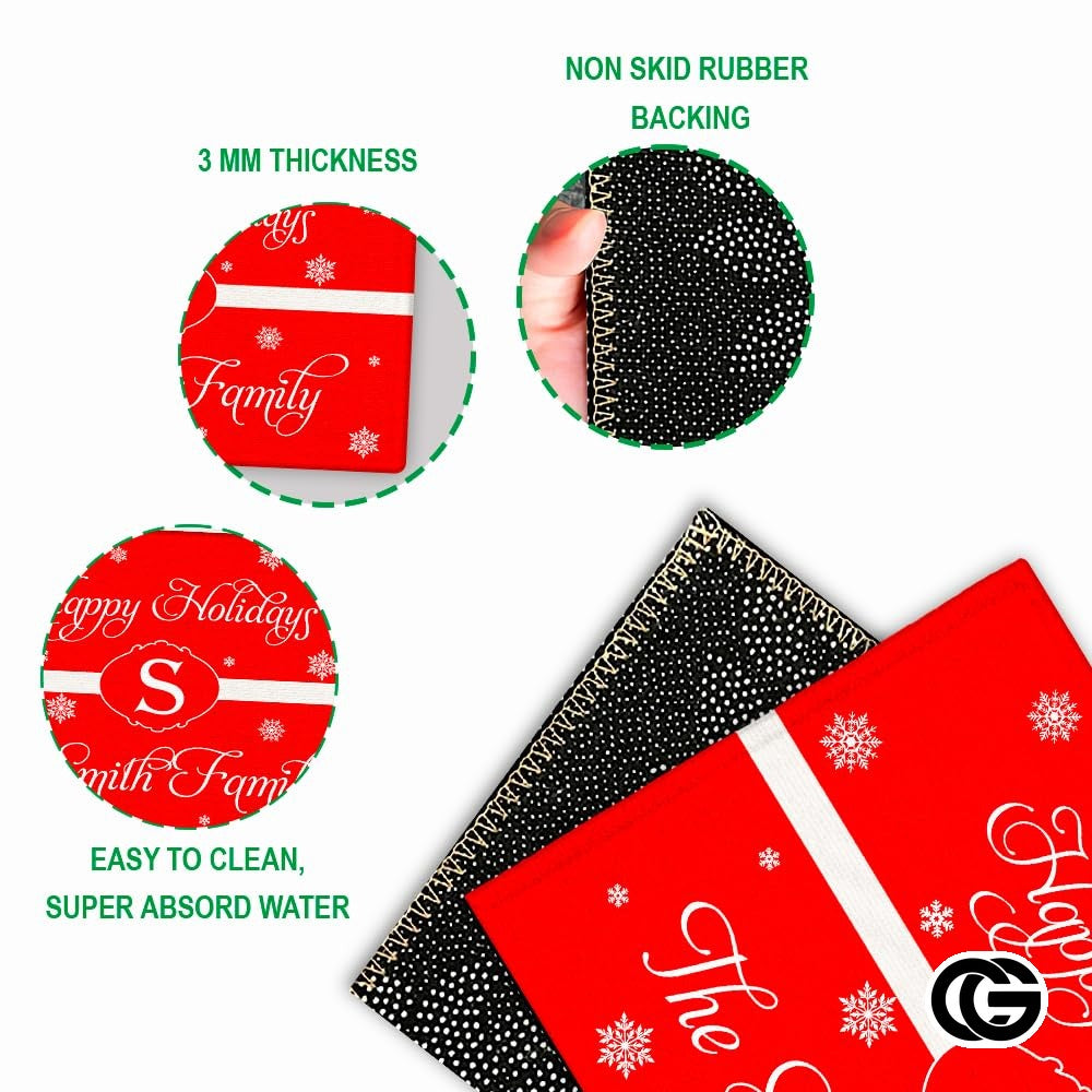 Personalized Christmas Doormat with Family Name and Address