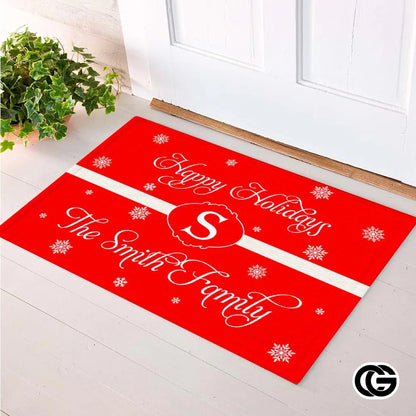 Personalized Christmas Doormat with Family Name and Address