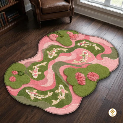 Custom Koi Fish Shaped Area Rug for Bedroom and Living Room