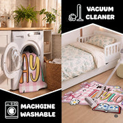 Personalized Composition Notebook Classroom Shaped Rugs for Kids (A04) | Custom Pennant Flag Carpet for Reading Corner, Non-Slip Apple Shape Rug Mat, Classroom Decor, Back To School Gift