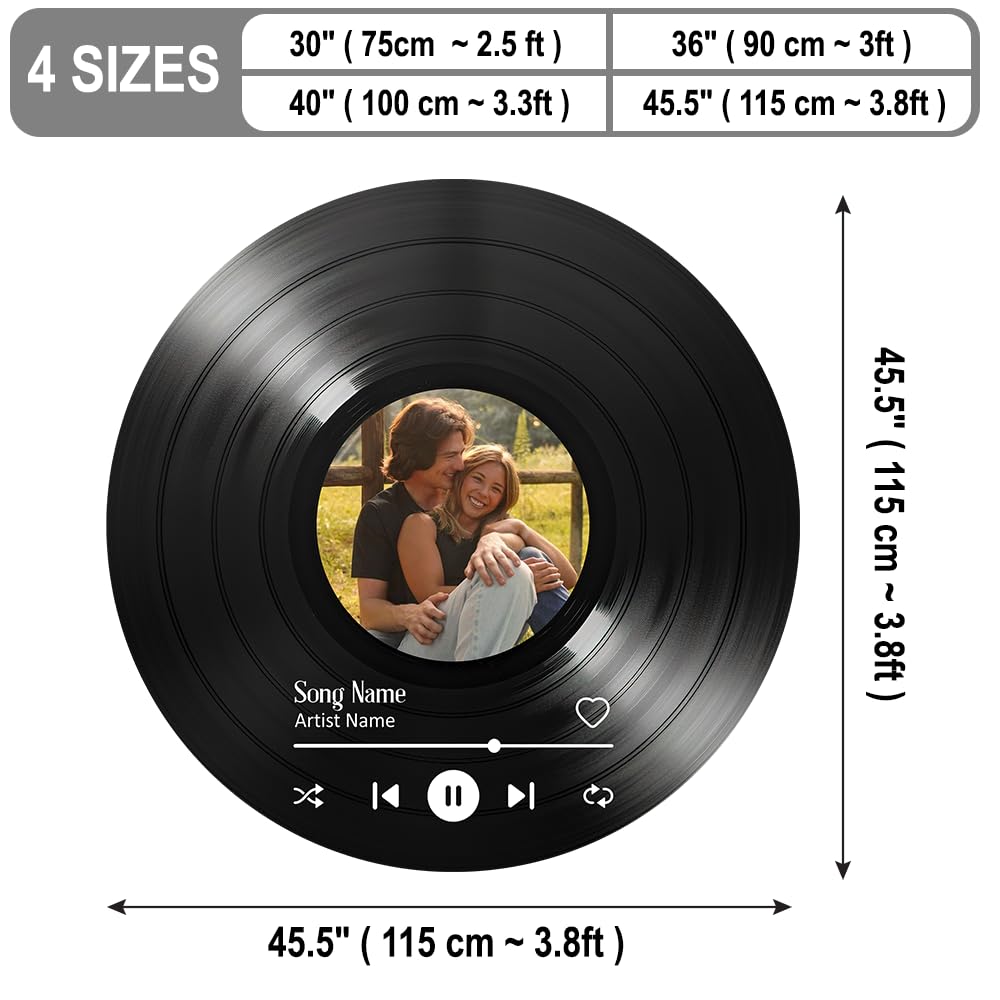 Personalized Vinyl Record Rug with Photo and Song Name