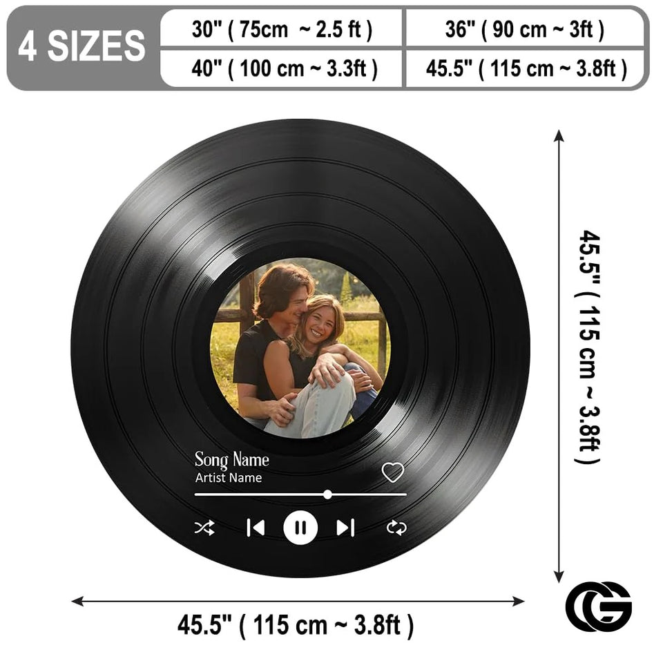Personalized Vinyl Record Rug with Photo and Song Name