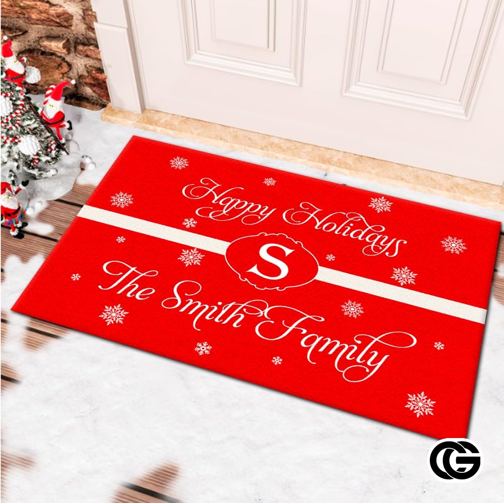 Personalized Christmas Doormat with Family Name and Address