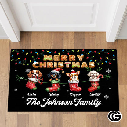 Personalized Christmas Doormat with Custom Family Name
