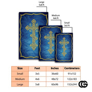 Personalized Orthodox Cross Rug with Byzantine Eagle and Non-Slip Backing