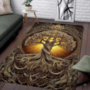 Closeup view of the soft microfiber surface and detailed bronze root carving artwork - thumbnail image 3 of 8