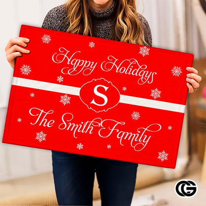 Personalized Christmas Doormat with Family Name and Address