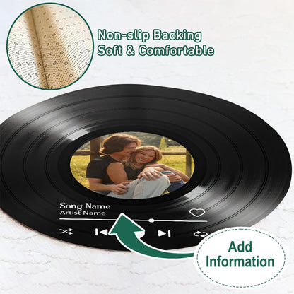 Personalized Vinyl Record Rug with Photo and Song Name