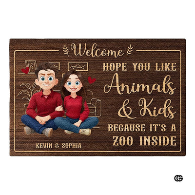 Personalized Family Couple Doormat, Custom Couple Husband Wife Doormat Gift, Outdoor Front Door Rug on Birthday, Christmas, Anniversaries, Valentine's Day for Him Her Woman (S2)