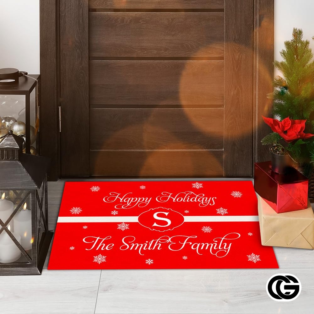 Personalized Christmas Doormat with Family Name and Address