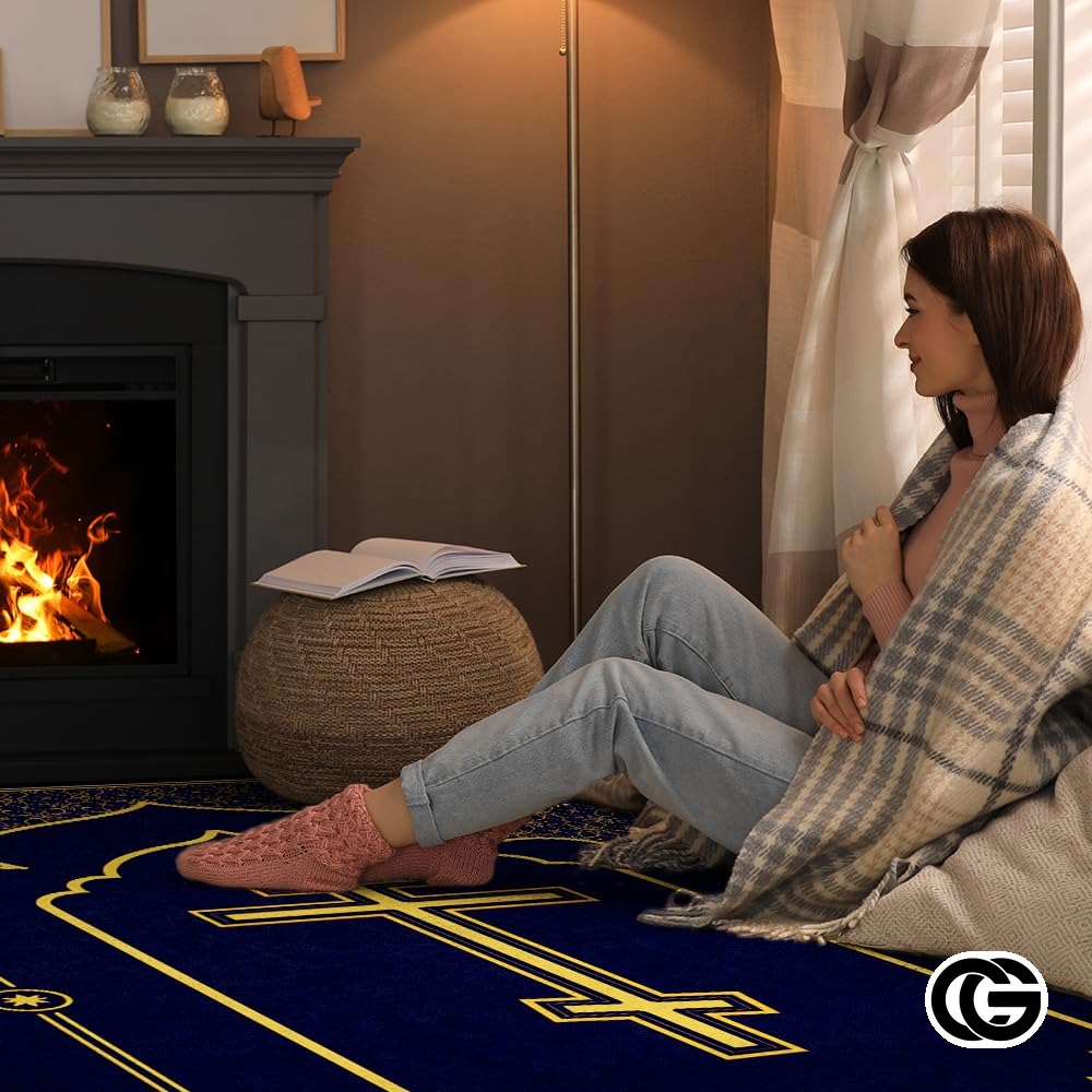 Personalized Orthodox Christian Rug with Three-Bar Cross