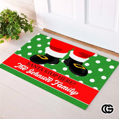 Personalized Christmas Doormat with Custom Family Name