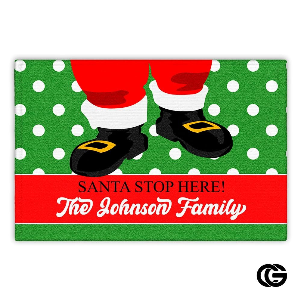Personalized Christmas Doormat with Custom Family Name
