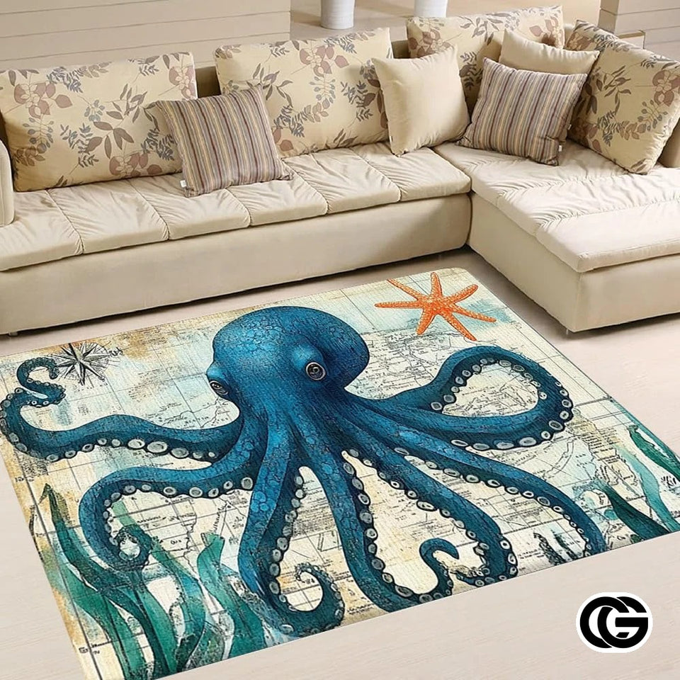 Custom Octopus Welcome Mat for Coastal Home and Entryway