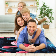 Non-slip grip backing and bound edge stitching on tropical night flamingo area rug - thumbnail image 4 of 7