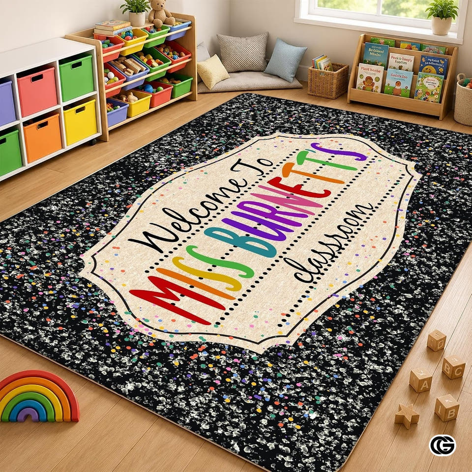 Welcome to Classroom Rug with Personalized Teacher Name