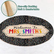 Personalized Teacher Welcome Mat with Custom Name and Crayon