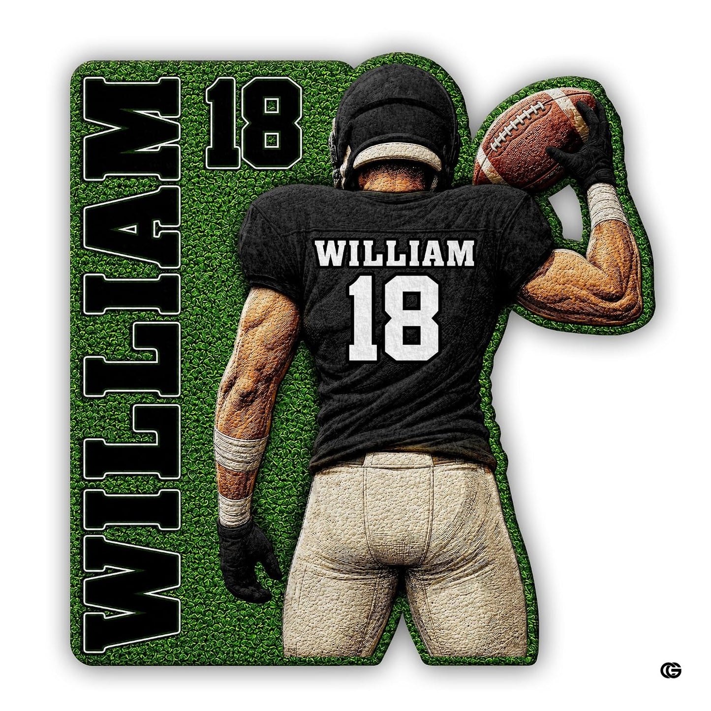Personalized Football Shaped Rug, Non-Slip Washable Sport Carpet (A03)