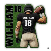 Personalized Football Shaped Rug, Non-Slip Washable Sport Carpet (A03)
