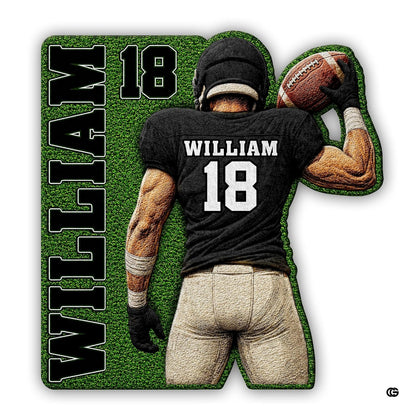 Personalized Football Shaped Rug, Non-Slip Washable Sport Carpet (A03)