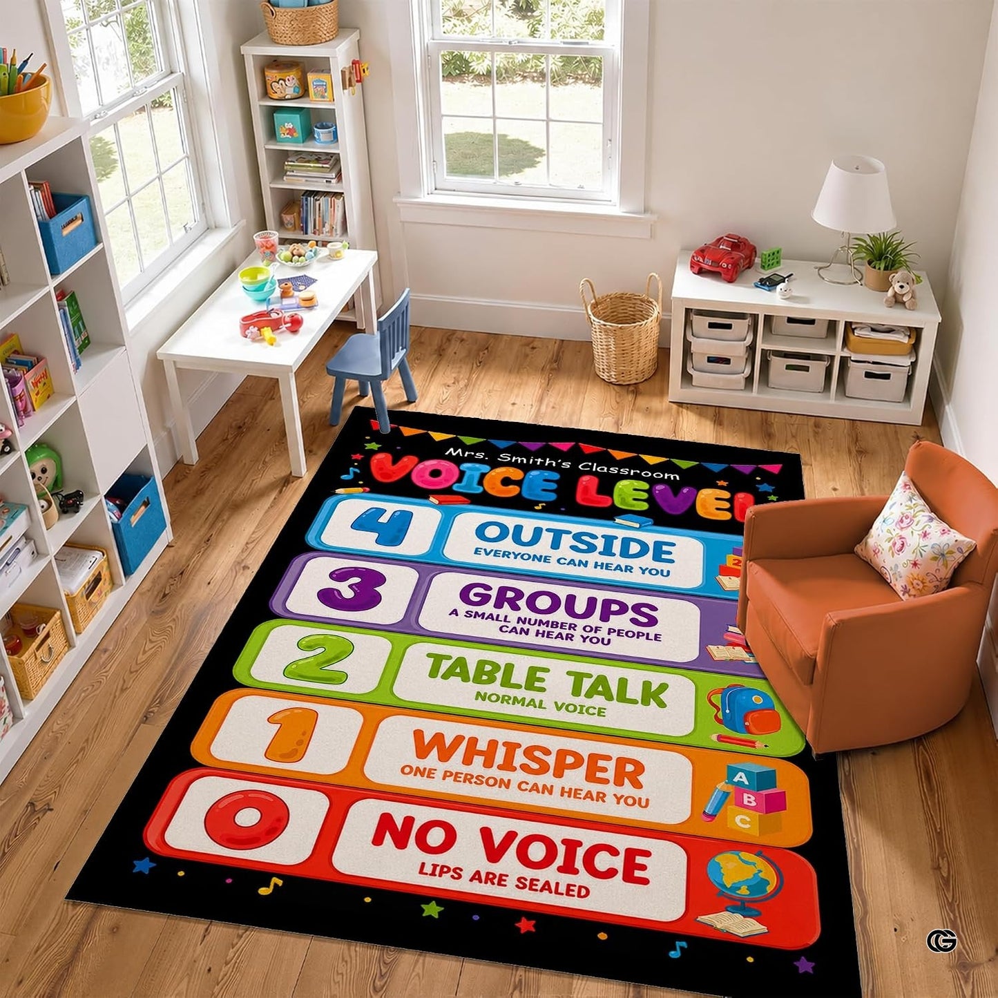 Personalized Teachers Classroom Rug, Custom Teacher Name Classroom Rules Area Rug, Feeling Chart Calming Corner Mat, Kindergarten Educational Back to School Class Decor (D5)