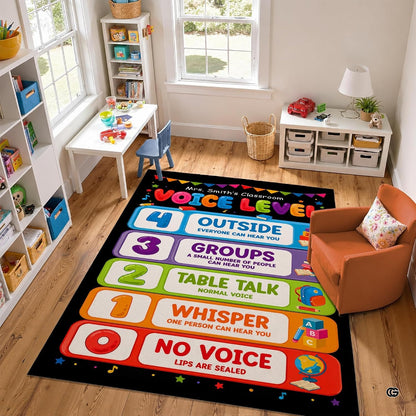 Personalized Teachers Classroom Rug, Custom Teacher Name Classroom Rules Area Rug, Feeling Chart Calming Corner Mat, Kindergarten Educational Back to School Class Decor (D5)