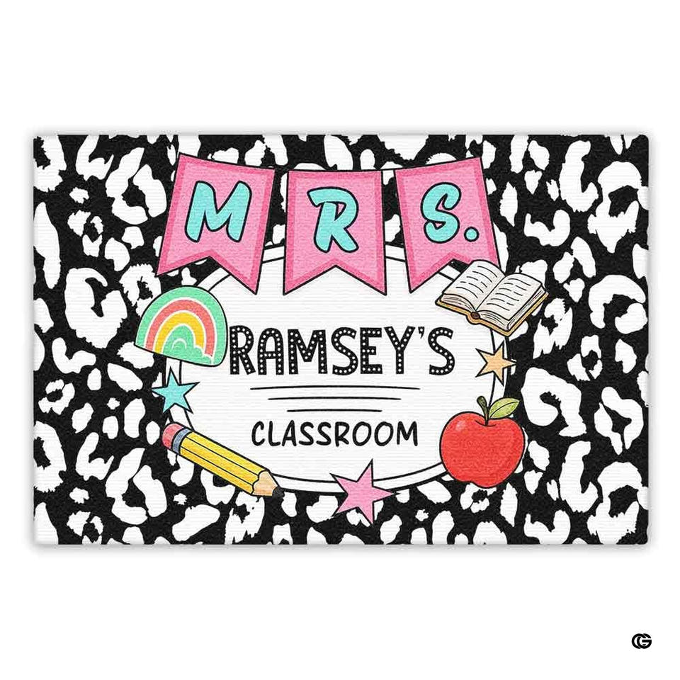 Personalized Teacher Welcome Door Mat with Name, Composition Notebook Style, Perfect Classroom Decor & Back to School Gift for Teachers (Composition Notebook #2)
