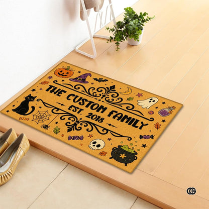 Halloween Door Mat Outdoor, Custom Spooky Welcome Mat with Black Cat and Pumpkin, Fall Front Door Mat for Porch Entryway Decor #5