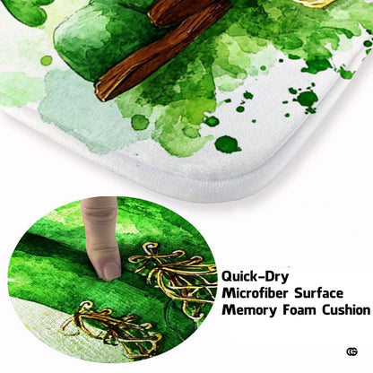 Soft low-pile microfiber fabric and foam cushioning detail of leprechaun rug - thumbnail image 3 of 8