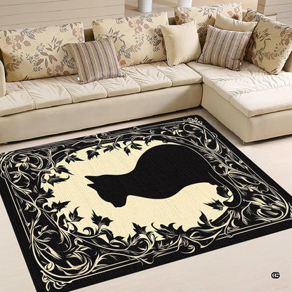 Top-down overhead view showing stylized feline silhouette framed by Art Nouveau flourishes. - thumbnail image 4 of 5