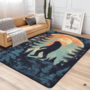 Nocturnal Bigfoot area rug styled on hardwood floor in modern living room setting. - thumbnail image 4 of 5