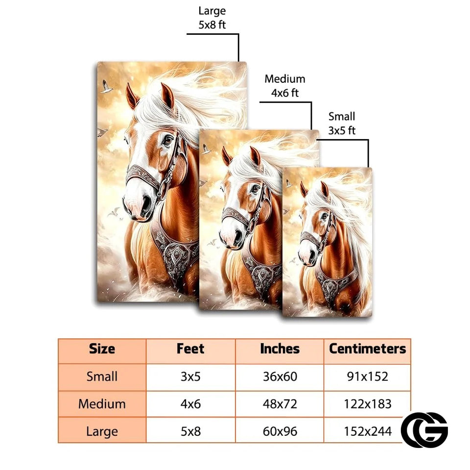Custom Running Horse Area Rug with Non-Slip Backing
