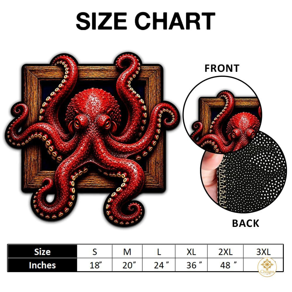 Personalized Octopus Shaped Welcome Mat with Name and Waves - D2