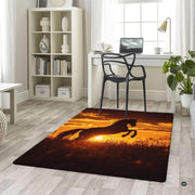 Top-down overhead view of rectangular galloping horse sunset silhouette living room area rug - thumbnail image 5 of 5