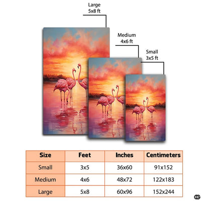 Coastal flamingo landscape area rug grounding a stylish interior layout with tranquil sunset artistry. - thumbnail image 7 of 7