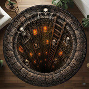 Custom Halloween 3D Optical Illusion Round Rug Skeleton Horror Area Rug (1, #13)