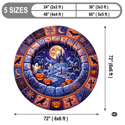 Custom Halloween 3D Effect Optical Illusion Spooky Round Rug (D14)