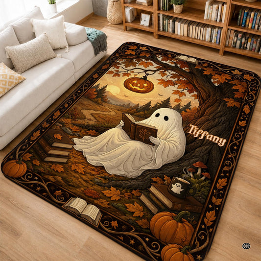 Personalized Witch Area Rug with Name - Custom Halloween Rug, Black Cat & Raven Floor Carpet, Spooky Gothic Home Decor, Non Slip Rugs (Style 11)