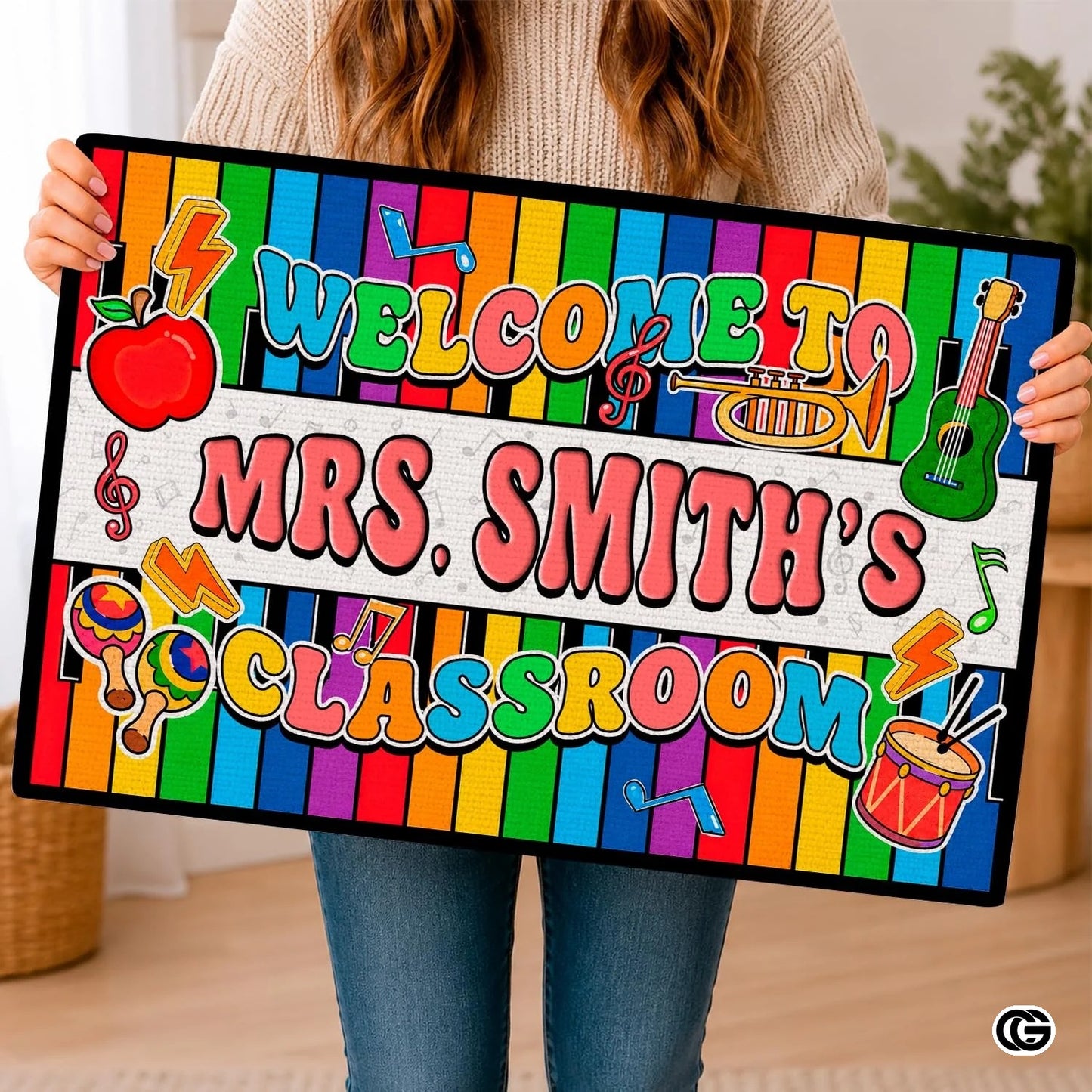 Personalized Welcome Doormat with Teacher Name and Address - Class-03