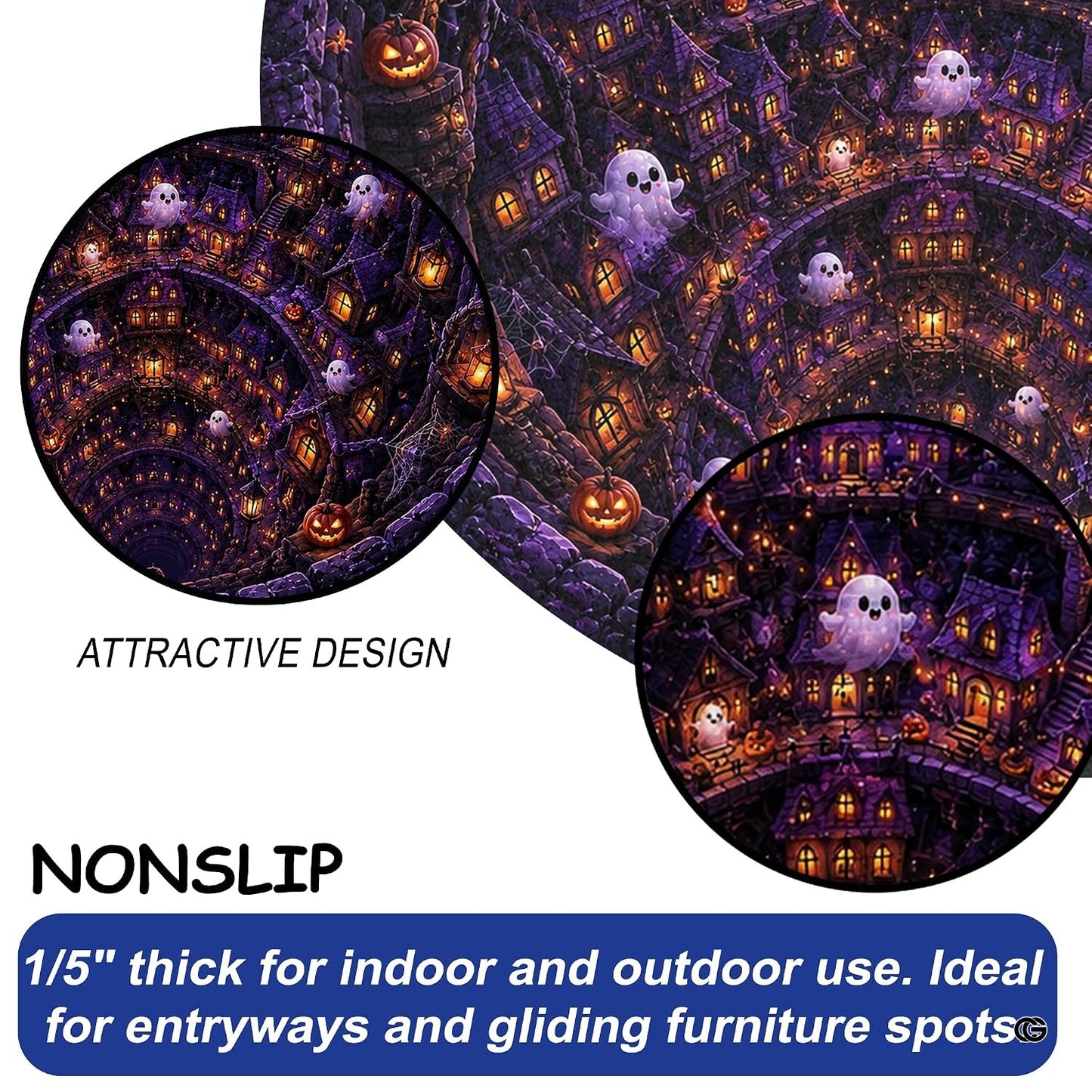 Custom Halloween 3D Optical Illusion Round Rug Skeleton Horror Area Rug (1, #8)