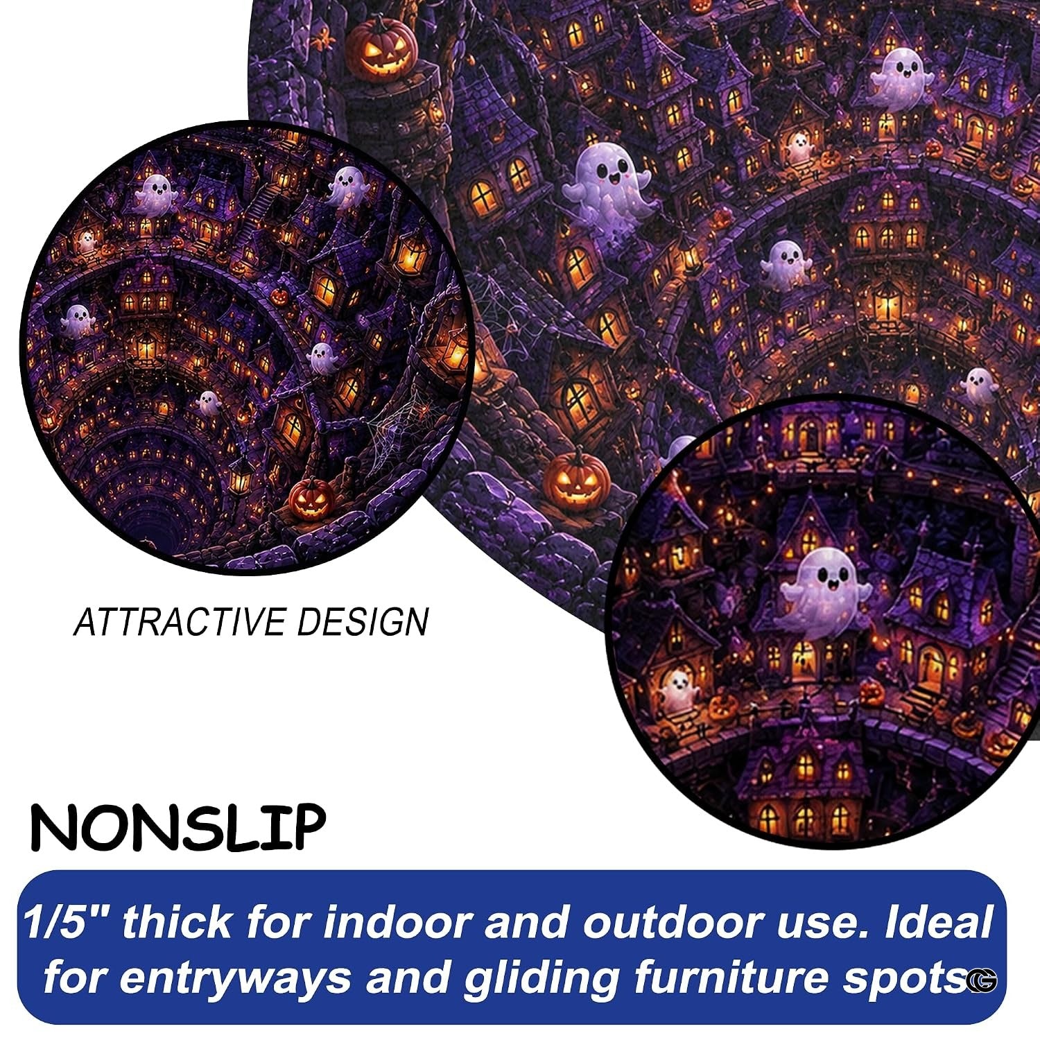 Custom Halloween 3D Optical Illusion Round Rug Skeleton Horror Area Rug (1, #8)