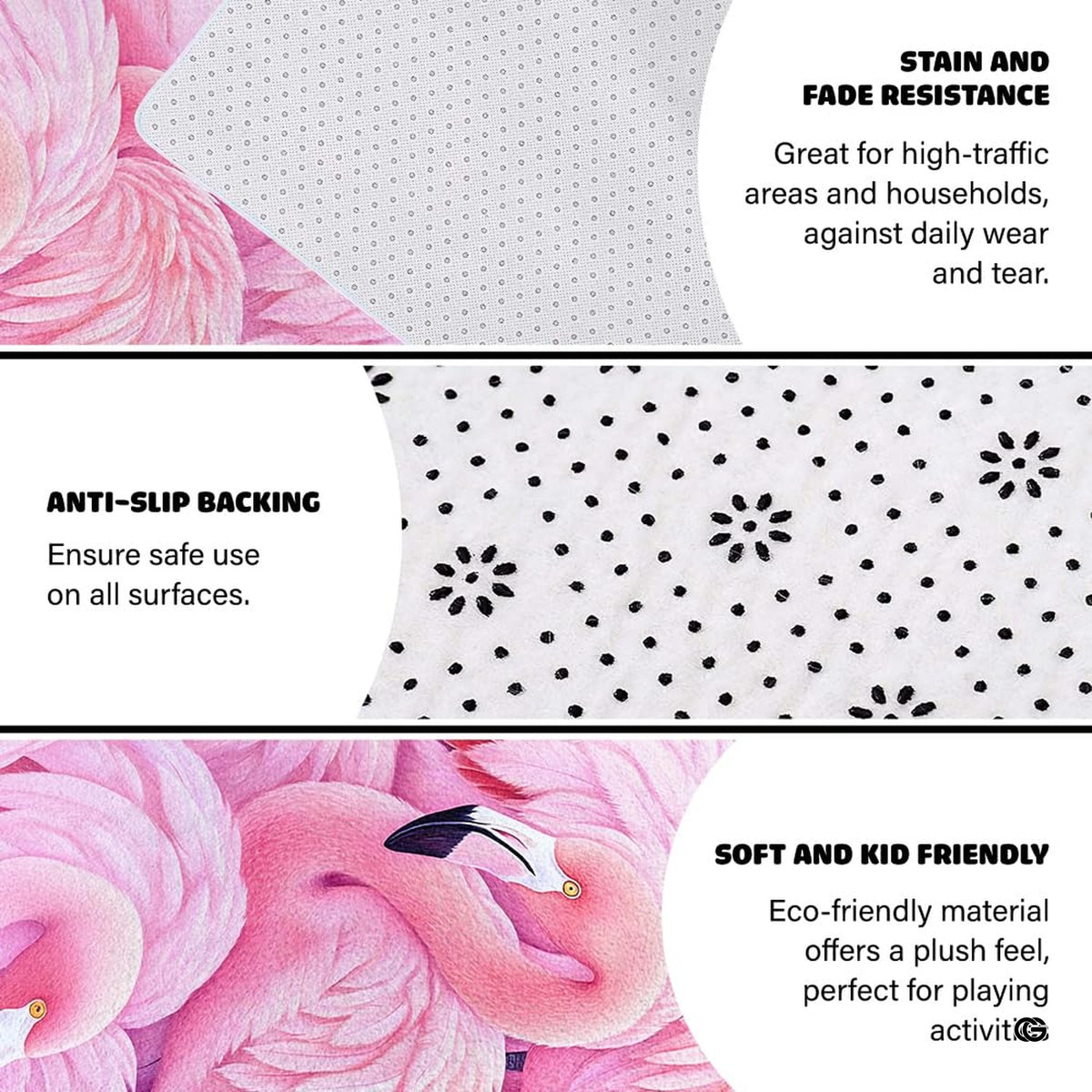 Pastel flamingo flock rug accenting a serene bedroom corner decor. - image 7 of 7
