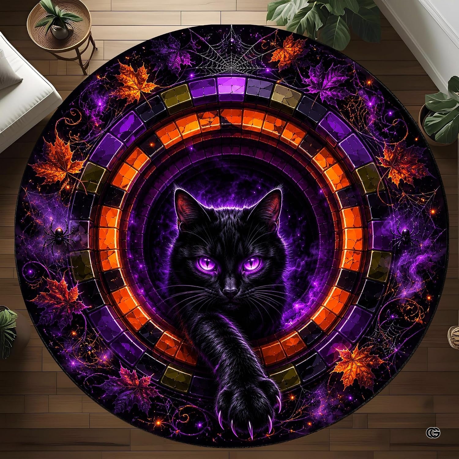 Custom Halloween 3D Optical Illusion Round Rug Skeleton Horror Area Rug (1, #14)